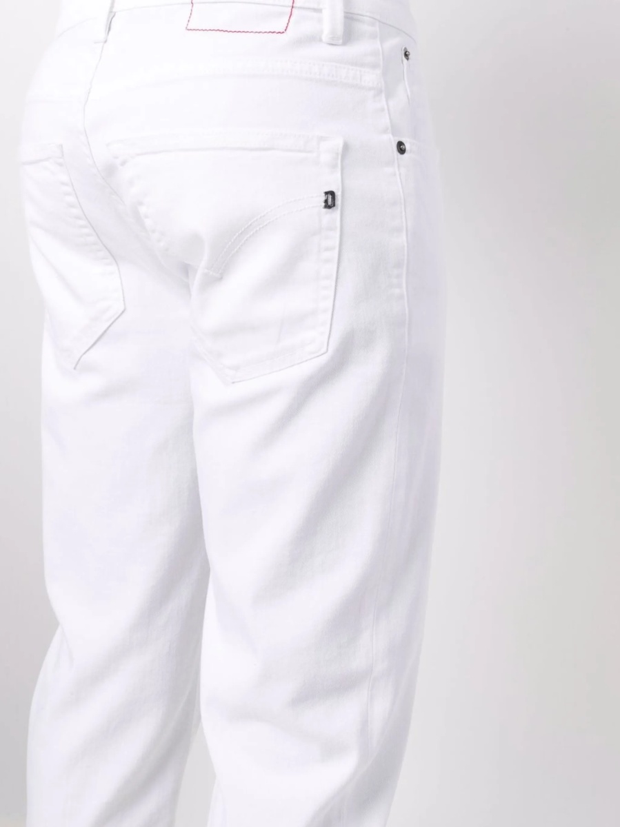 Blugi slim fit Dondup albi din polyester si bumbac - Img 5