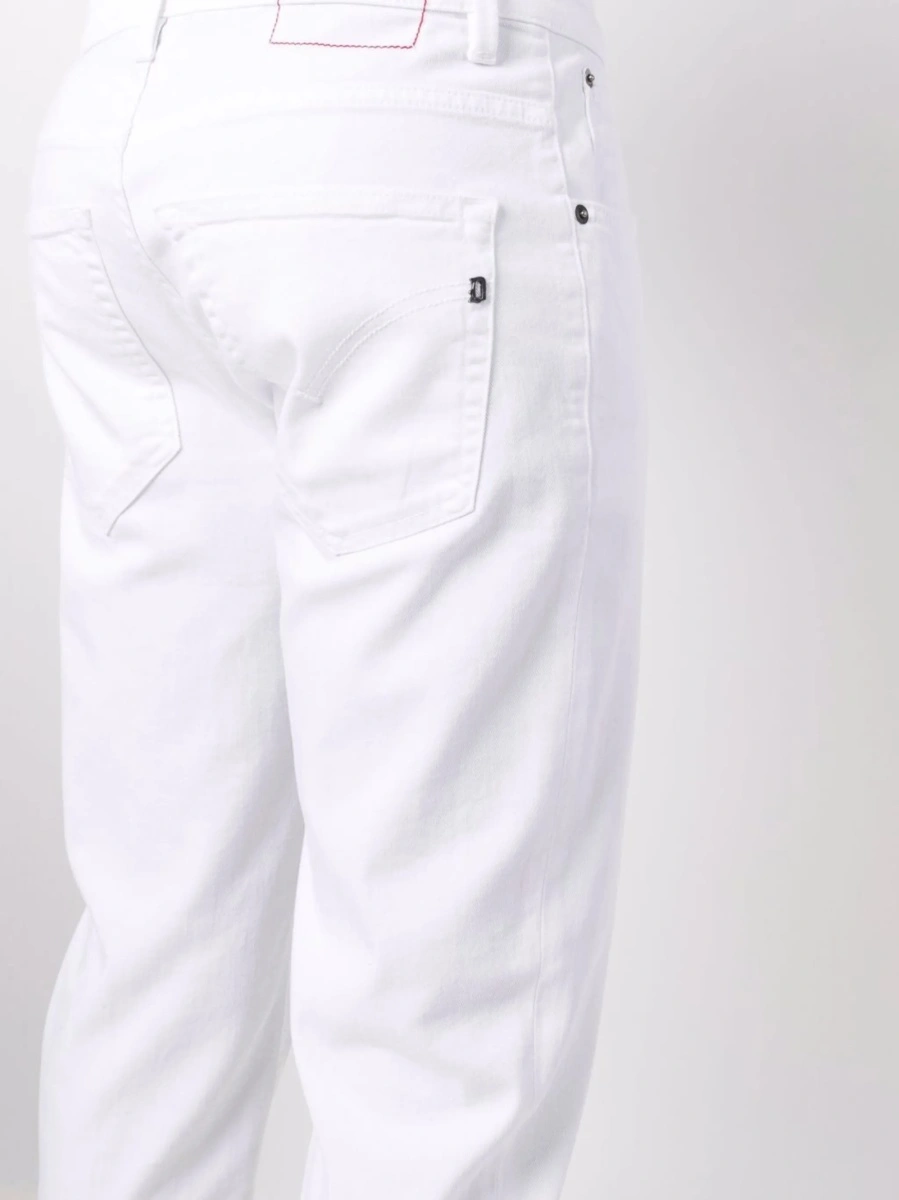 Blugi slim fit Dondup albi din polyester si bumbac - Img 5