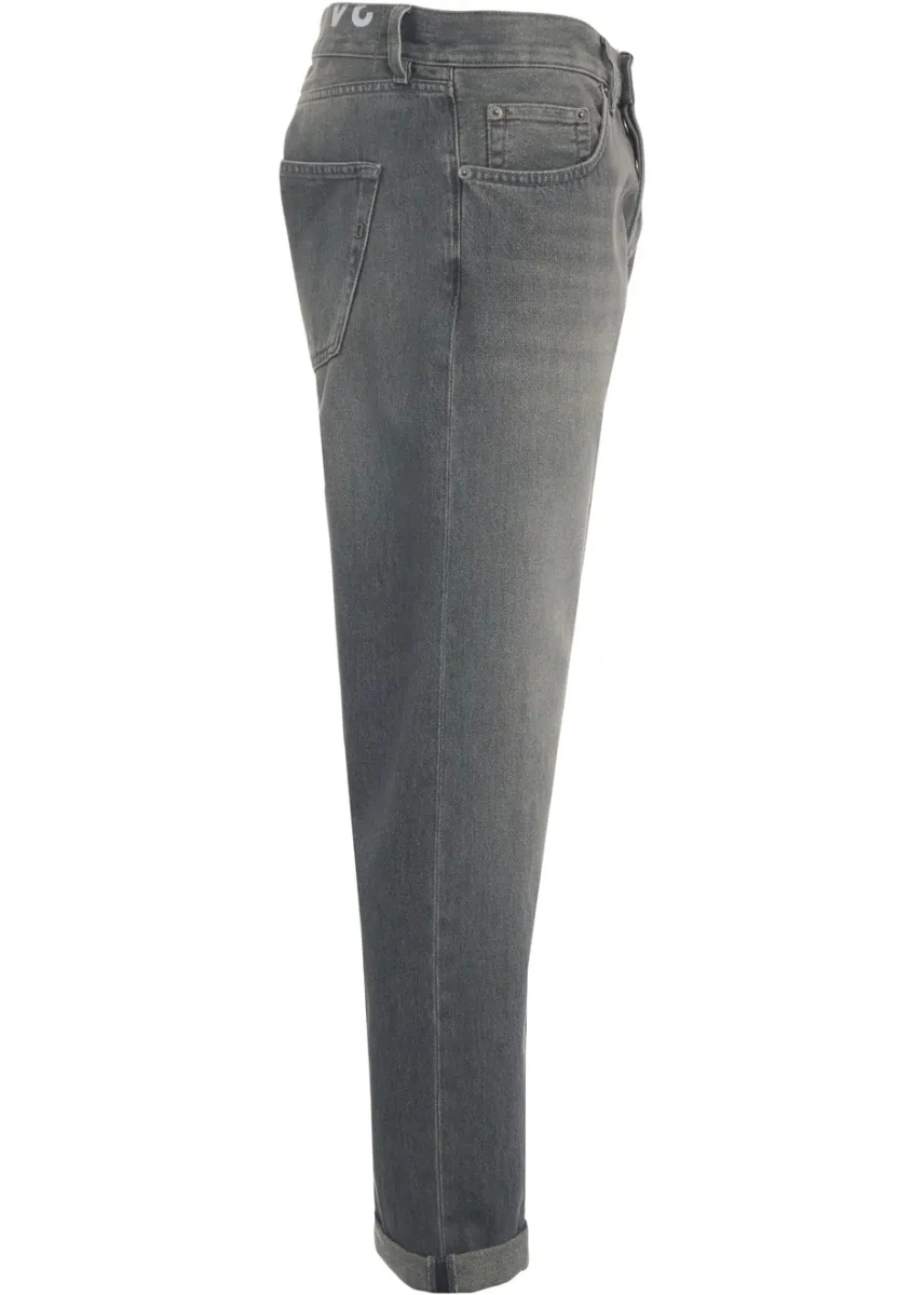 Blugi slim fit Dondup gri din bumbac - Img 4