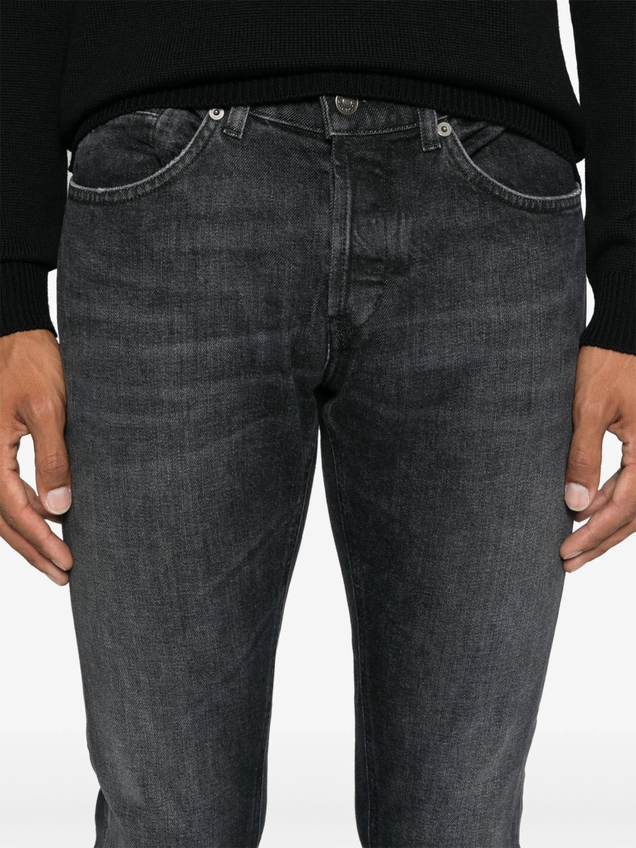 Blugi slim fit Dondup negri din bumbac si spandex/elastan - Img 5