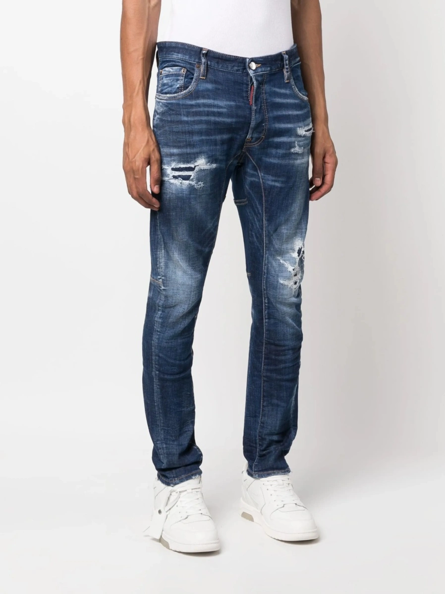 Blugi slim fit DSQUARED2 albastri - Img 3