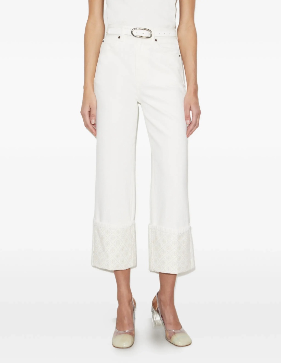 Blugi T Monogram Contrast Cuff Straight-Leg Jeans - Img 6