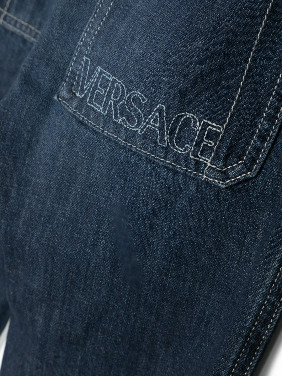 Blugi Versace albastri din polyester si bumbac - Img 3