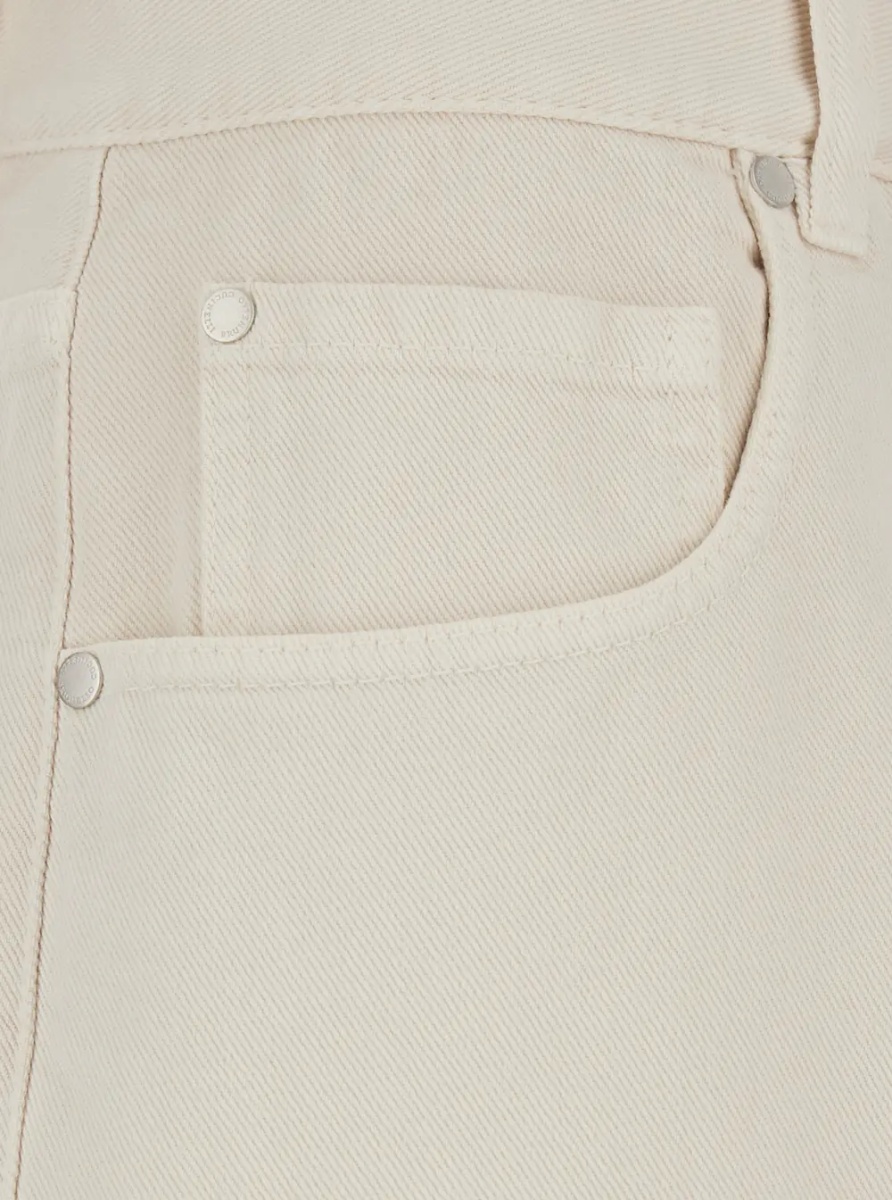 Blugi White Wide Jeans with Five-Pocket Design in Bleached Denim for Women - Img 3