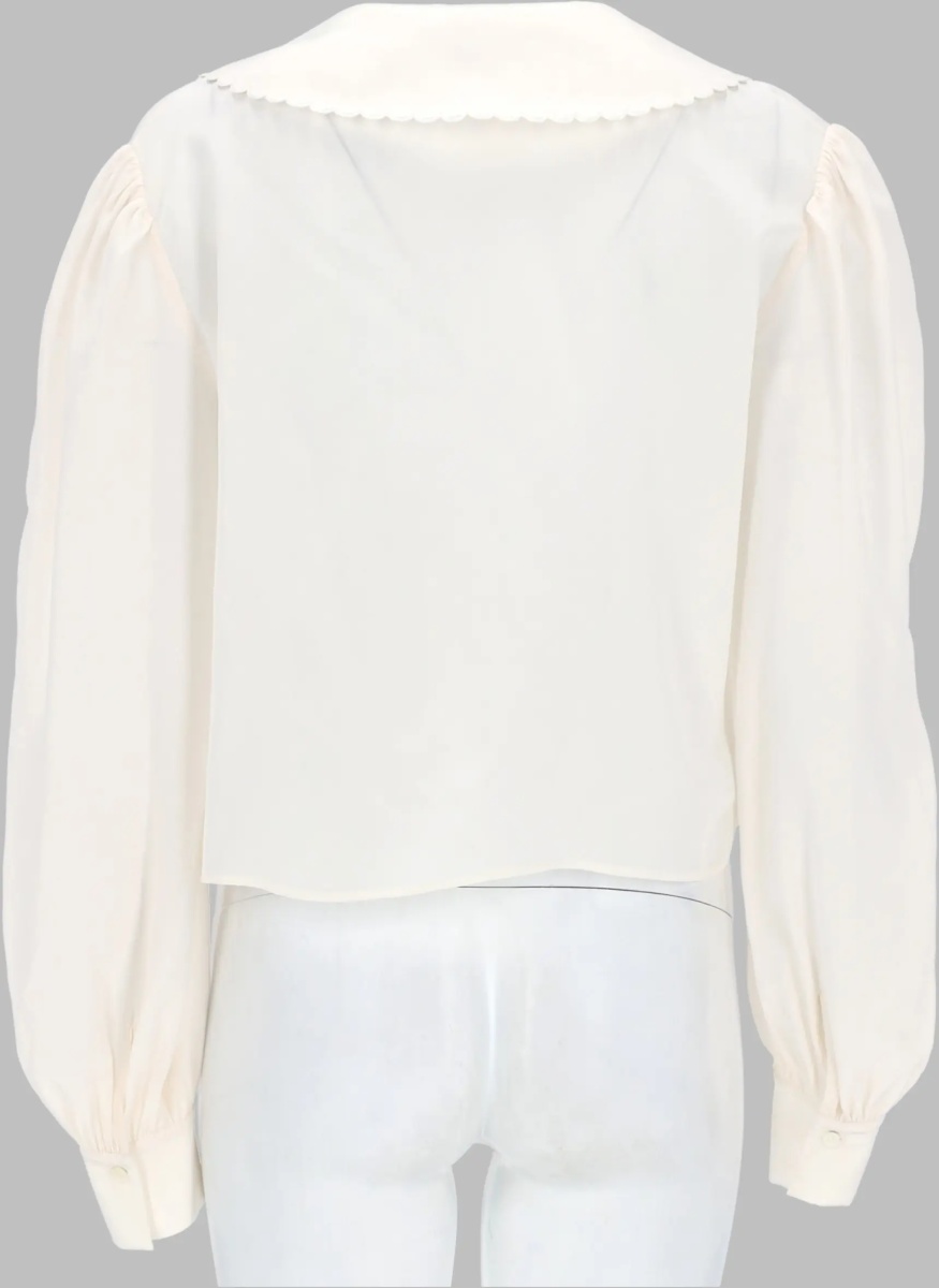 Bluza Blusa Con Maniche A Sbuffo In Crêpe De Chine - Img 2