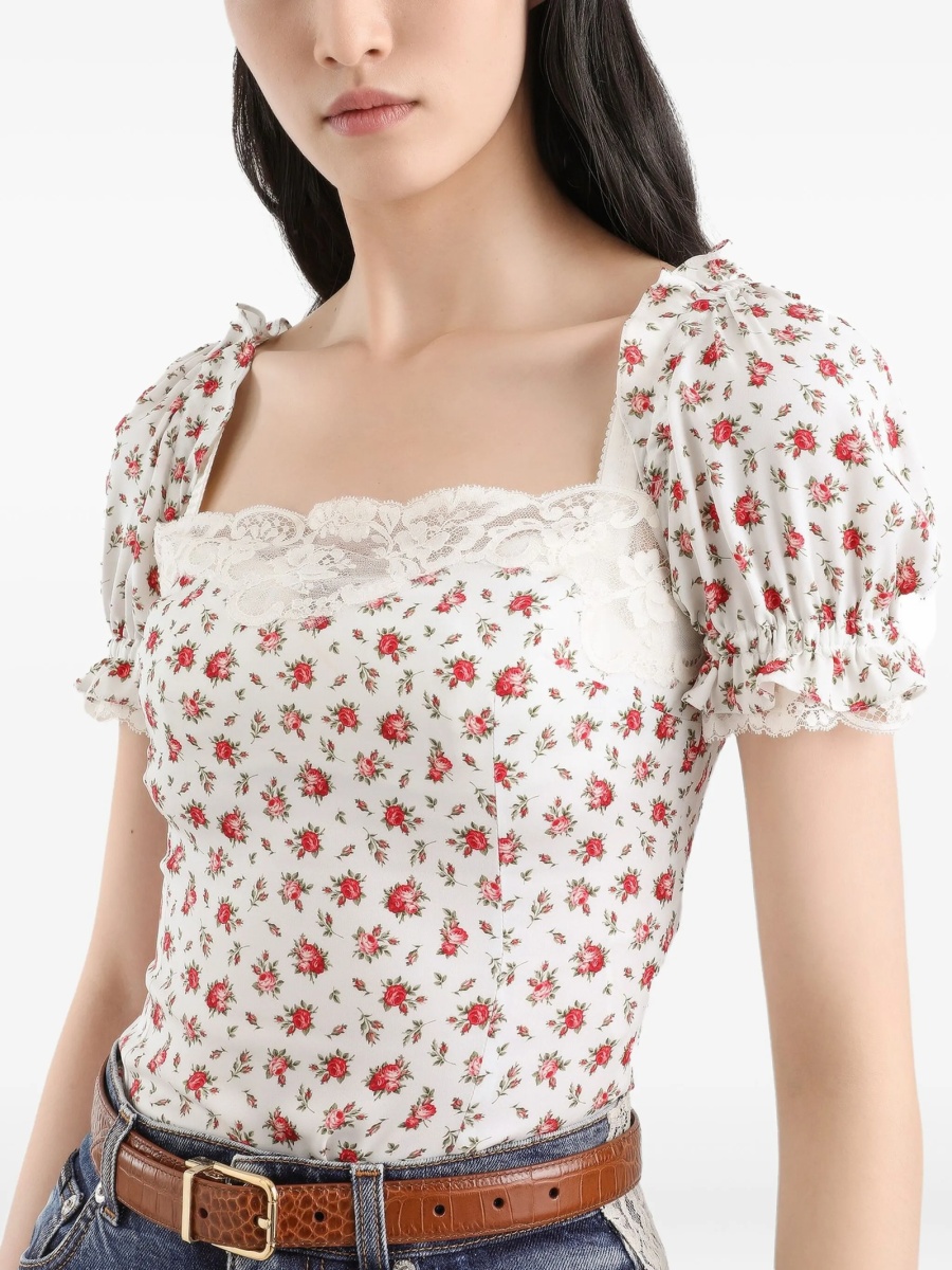 Bluza Dolce &amp; Gabbana alba din poliamida si matase - Img 4