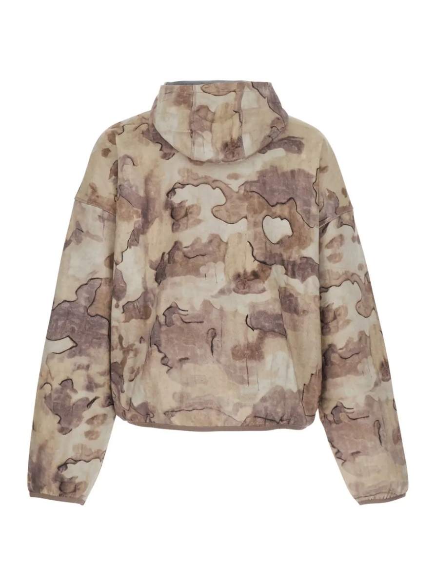 Bluza trening Beige Zip-Up Hoodie with All-Over Print in Cotton for Men - Img 2