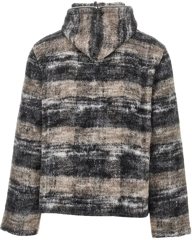 Bluza trening Check wool-blend full-zip hoodie - Img 3