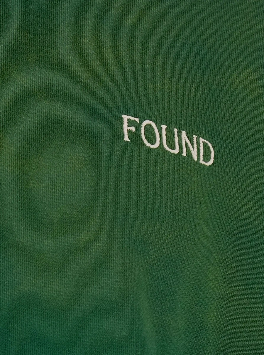 Bluza trening Green hoodie with fixed hood and logo lettering on the front in cotton for men - Img 3