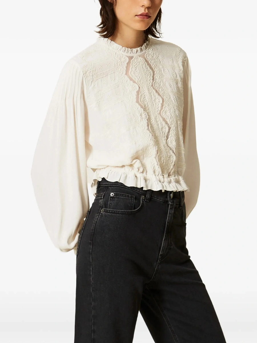 Bluza TWINSET alba din vascoza - Img 5