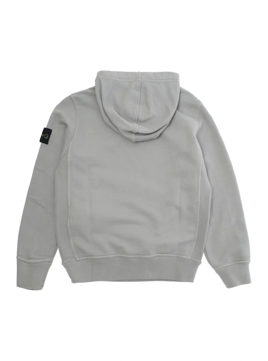 Bluze Grey Hoodie with Fixed Hood and Logo Patch on the Sleeve in Cotton Boy - Img 2