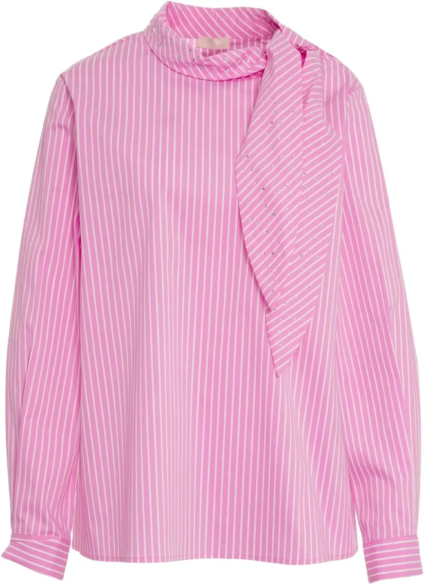 Bluze Striped blouse with bow collar Liu Jo White Striped blouse with bow collar - Img 2