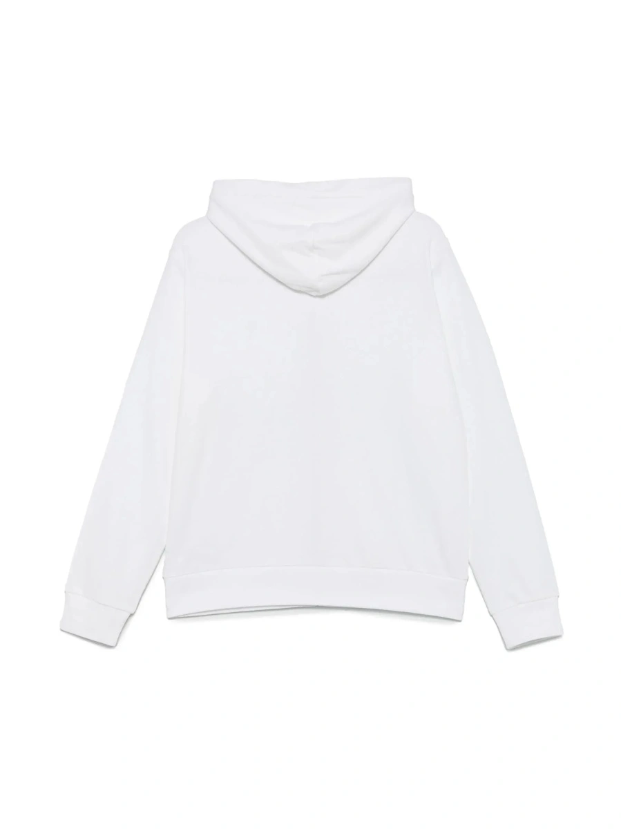 Bluze White Hoodie 'LS FZ HOOD-KNIT SHIRTS-SWEATSHIRT' with Hood and Front Zip - Cotton - Unisex - Img 4