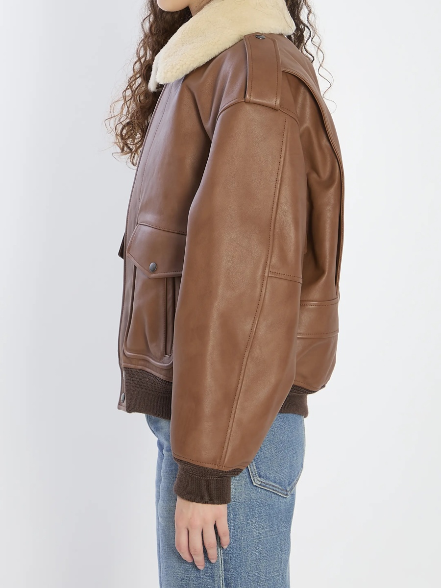 Bomber Bomber Jacket In Hammered Leather And Shearling - Img 3