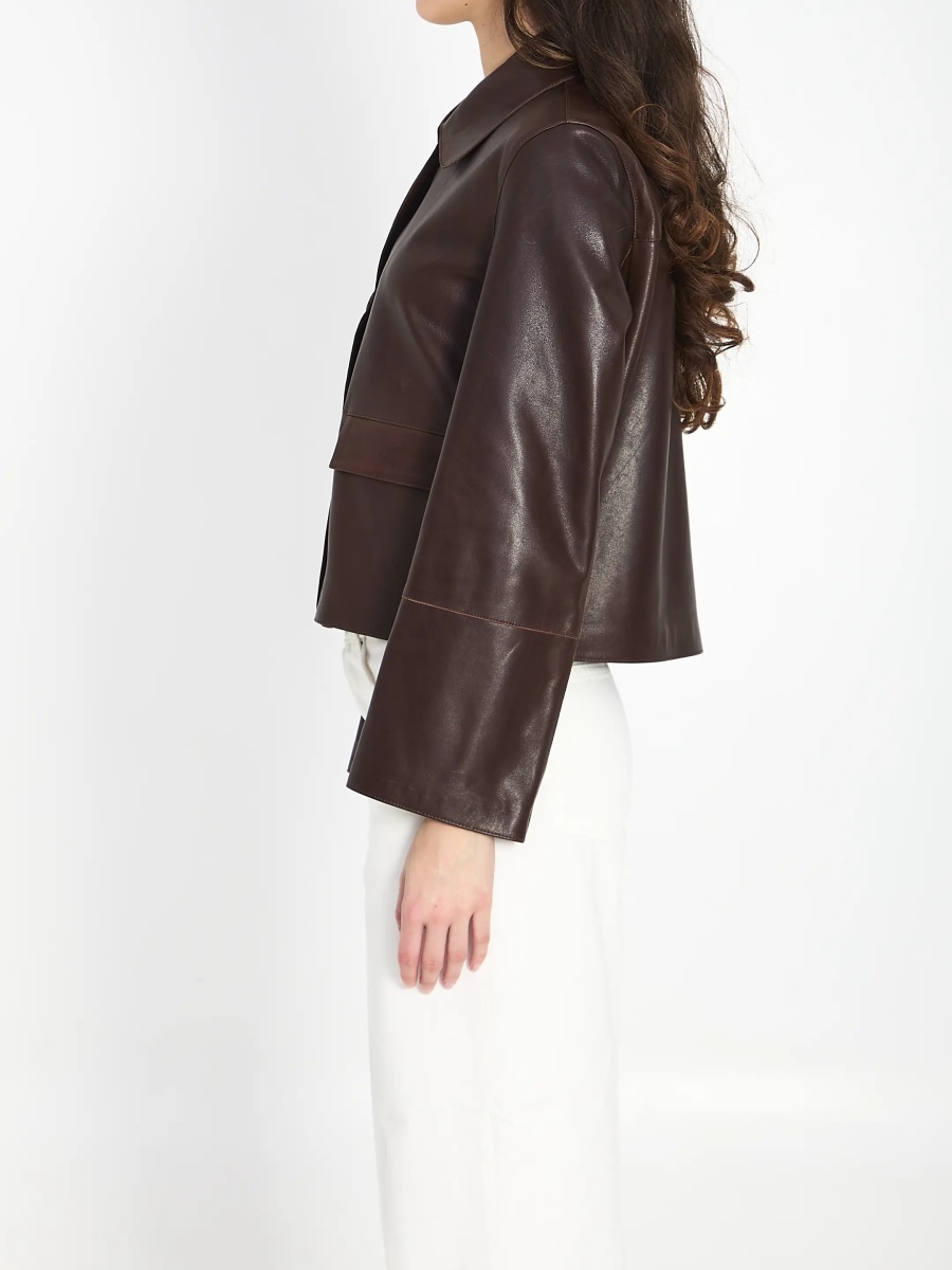 Bomber Fem Vintage Leather Jacket - Img 3