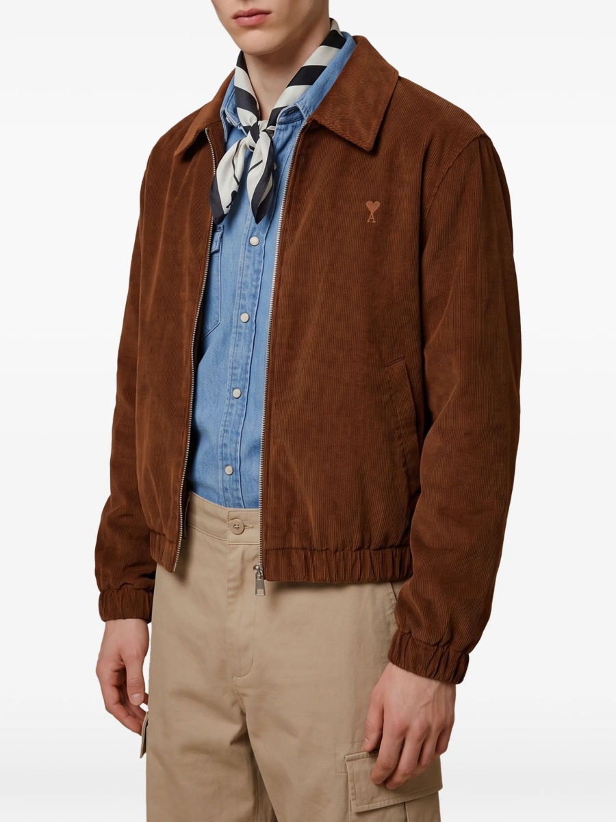 Bomber jacket AMI Paris ami de coeur maro din bumbac - Img 2
