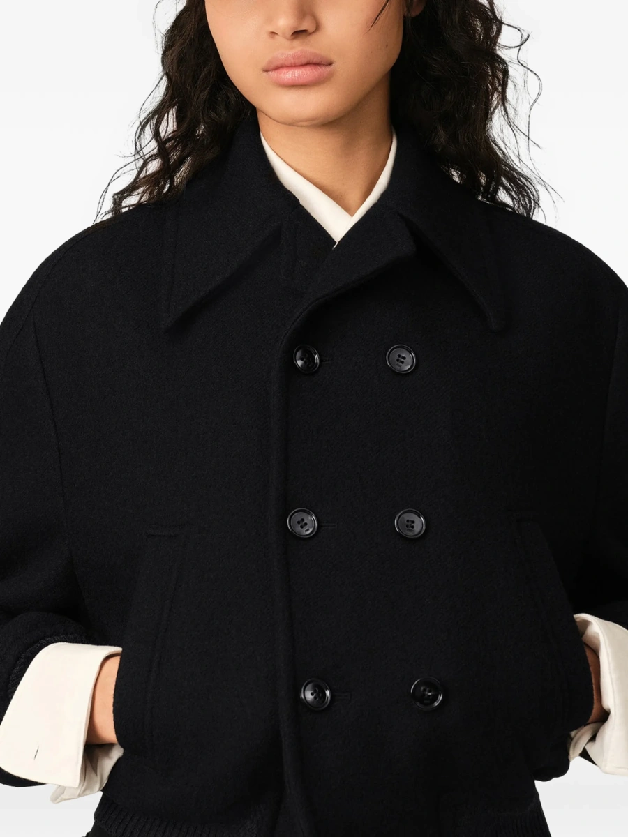Bomber jacket AMI Paris neagra din lana - Img 4