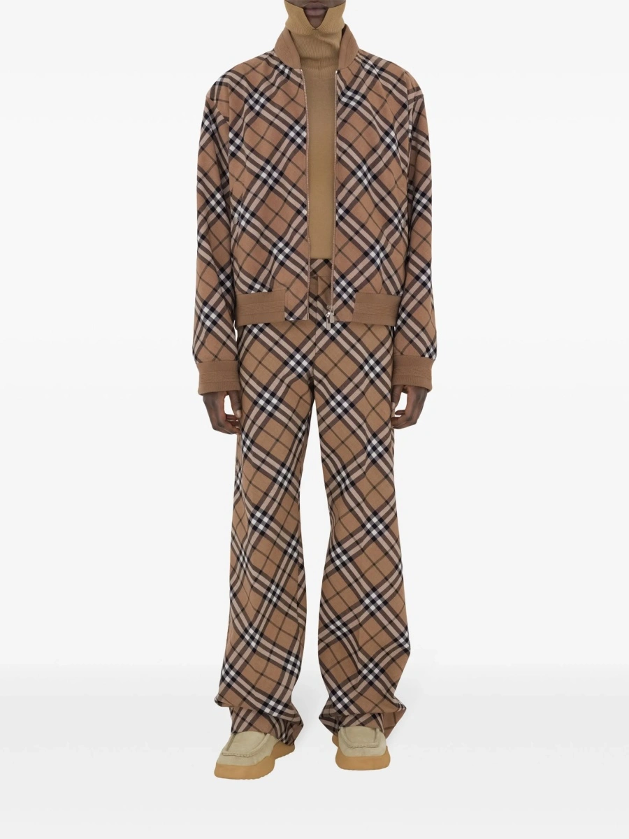 Bomber jacket Burberry vintage check neutra din polyester si lana - Img 2