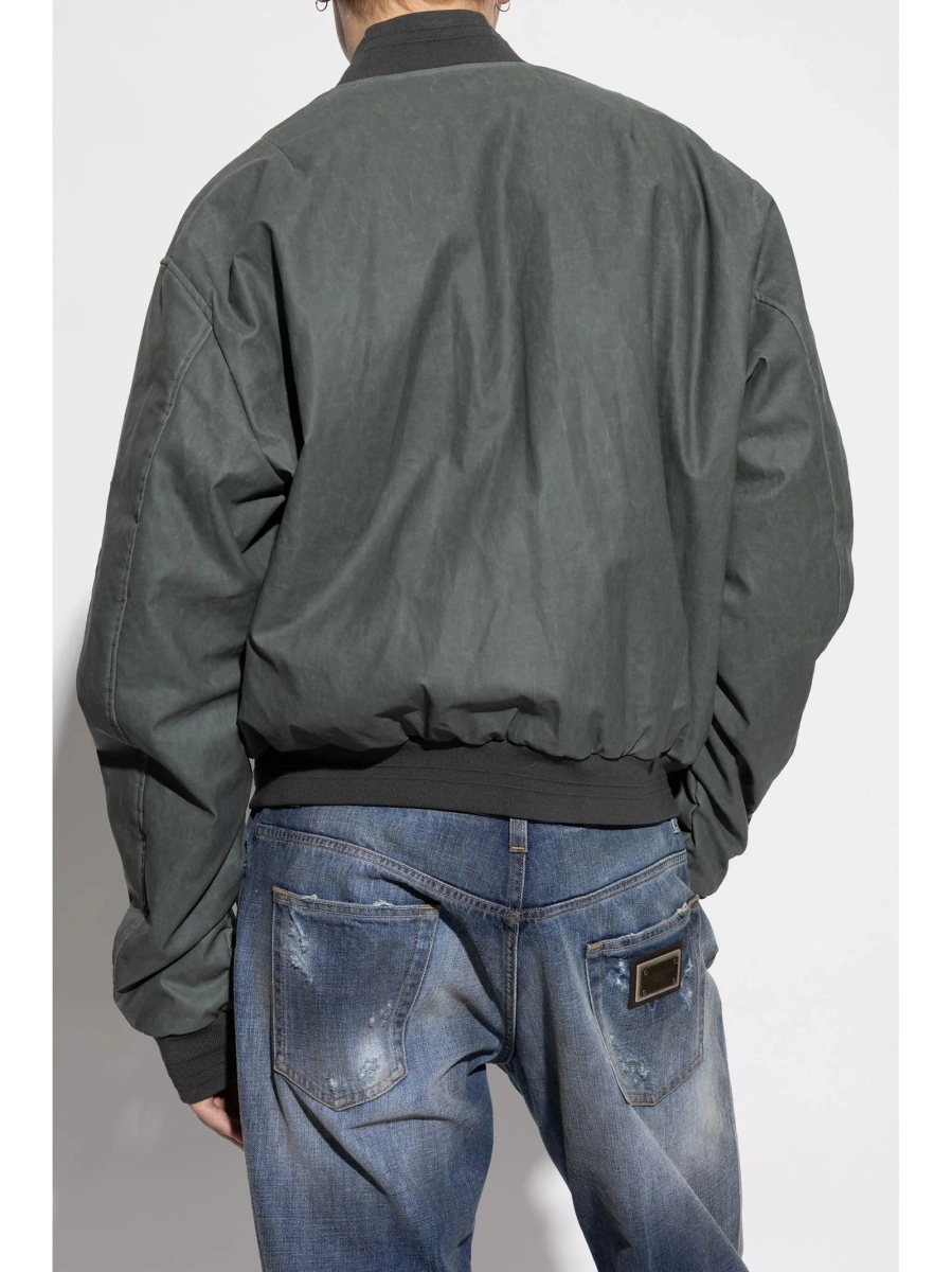 Bomber jacket Dolce &amp; Gabbana gri din bumbac si in - Img 4