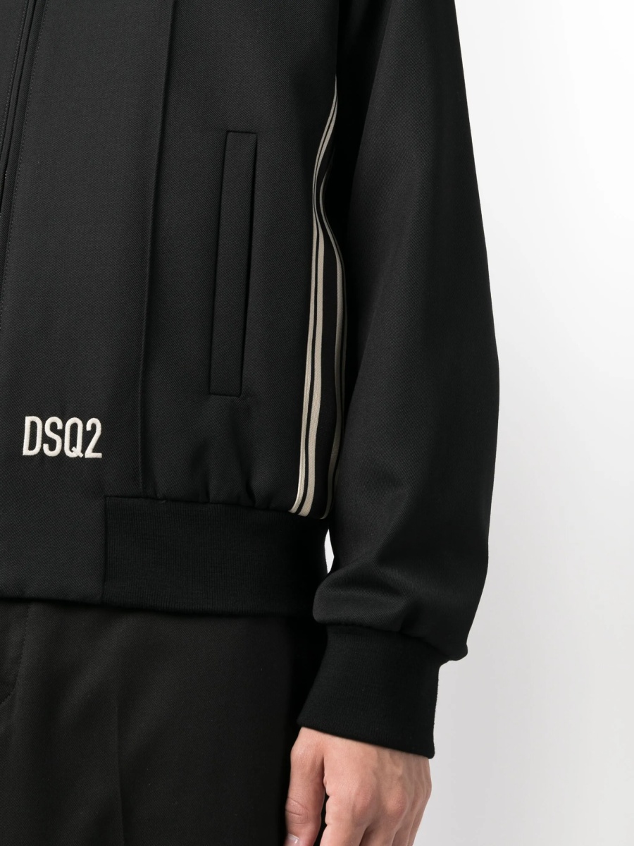 Bomber jacket DSQUARED2 neagra din polyester si lana - Img 5