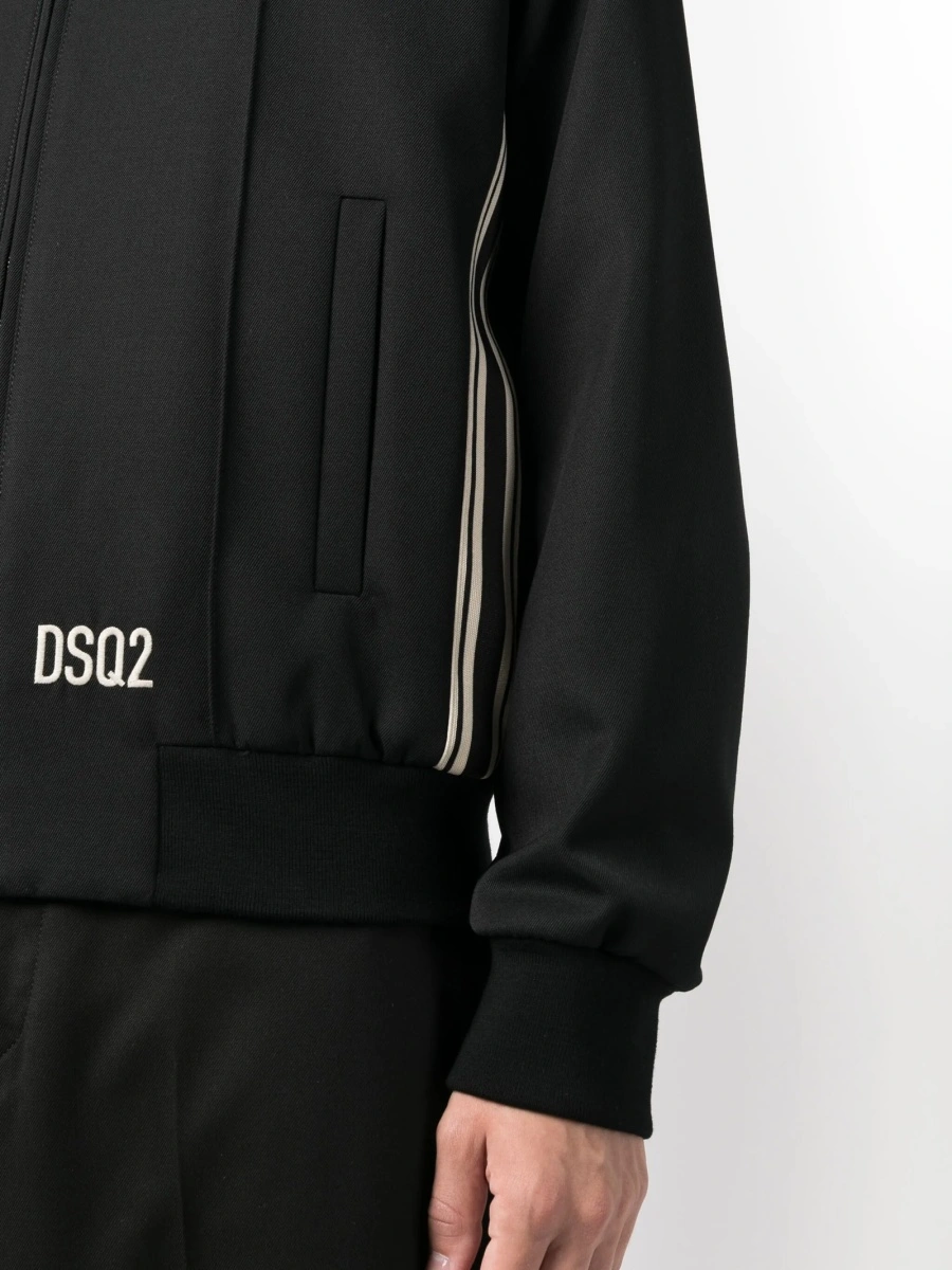 Bomber jacket DSQUARED2 neagra din polyester si lana - Img 5