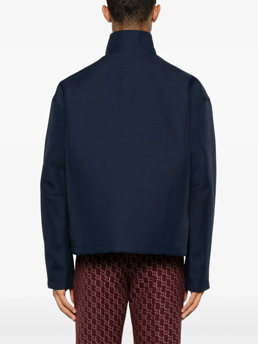 Bomber jacket Gucci albastra din matase si lana - Img 4