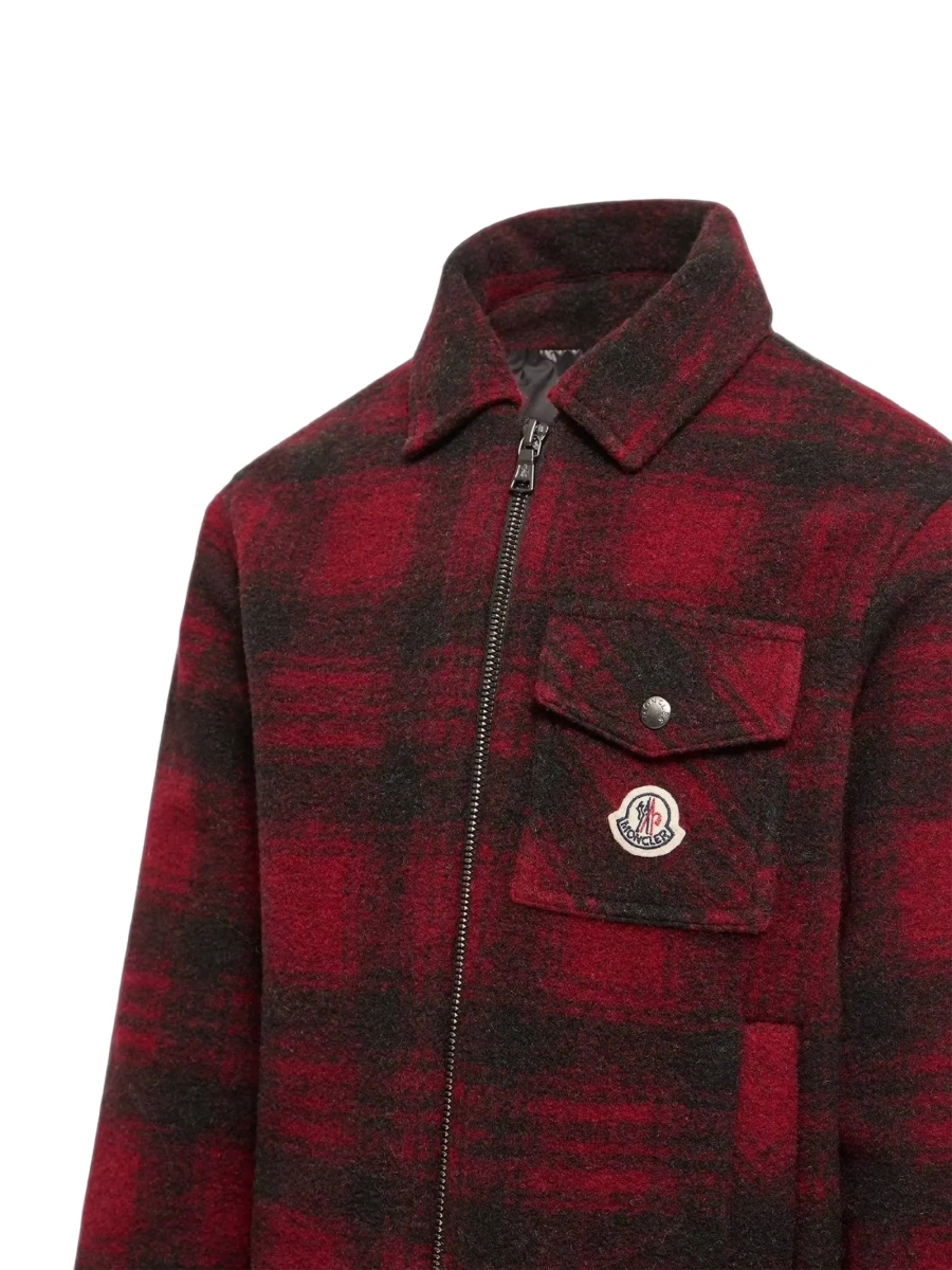 Bomber jacket Moncler rosie din polyester si lana - Img 3