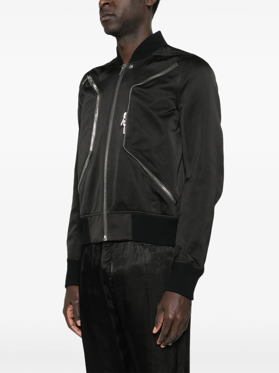Bomber jacket Rick Owens neagra din poliester reciclat si lana - Img 3