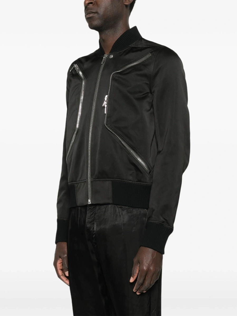 Bomber jacket Rick Owens neagra din poliester reciclat si lana - Img 3