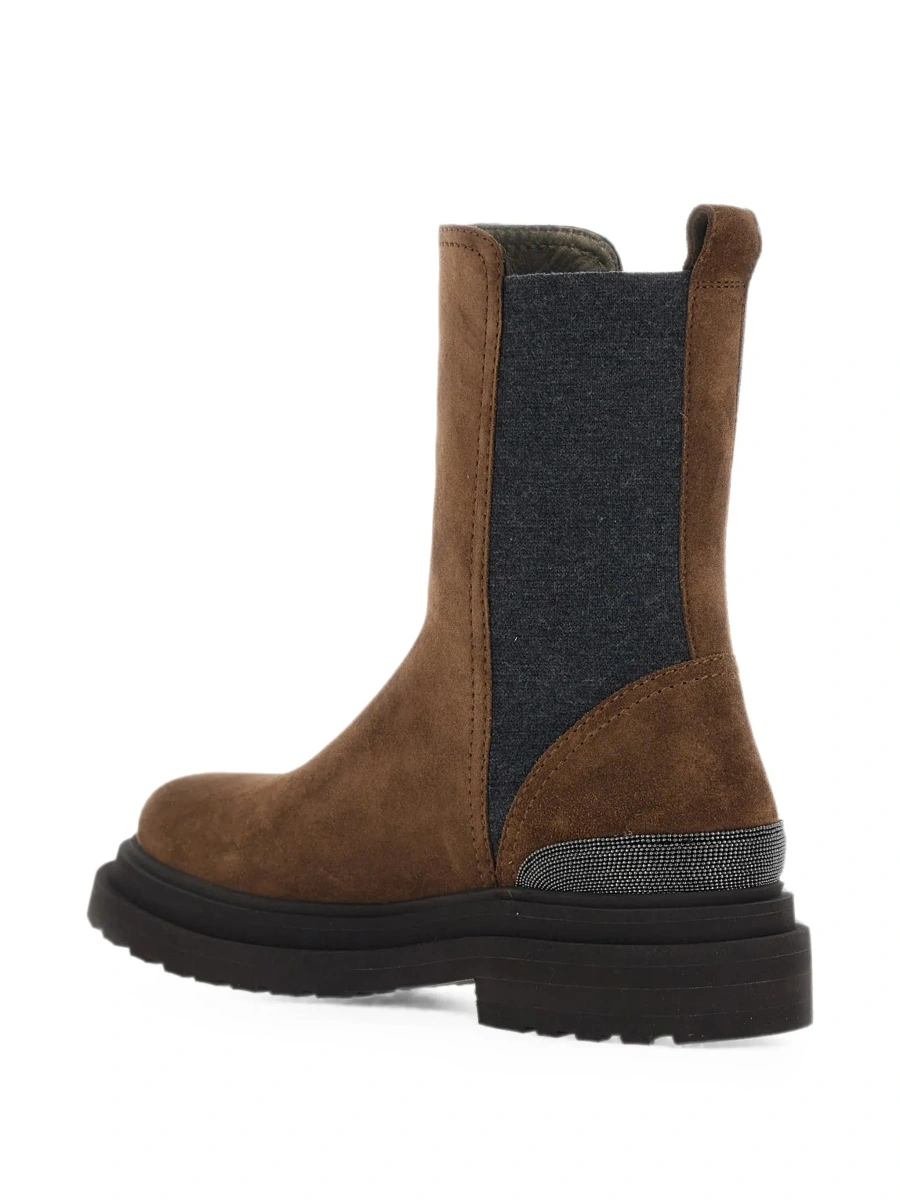 Botine brown ankle boots with Monile detail on the back in suede for women - Img 7