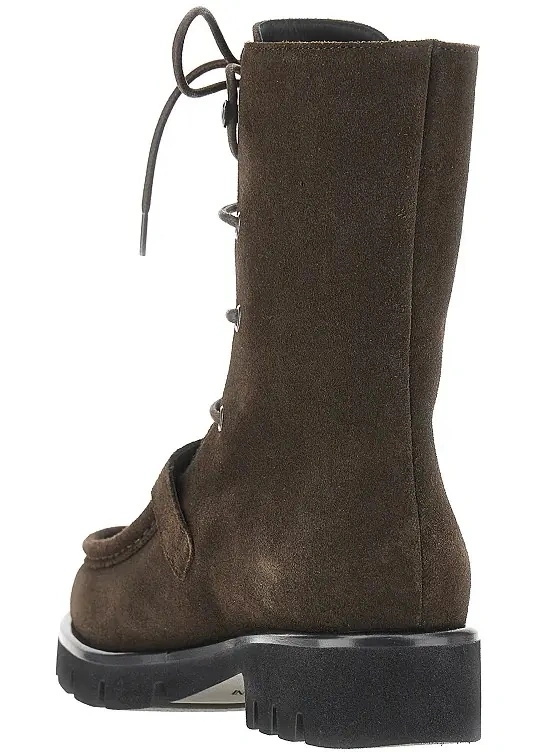 Botine Emporio Armani maro din piele intoarsa - Img 3