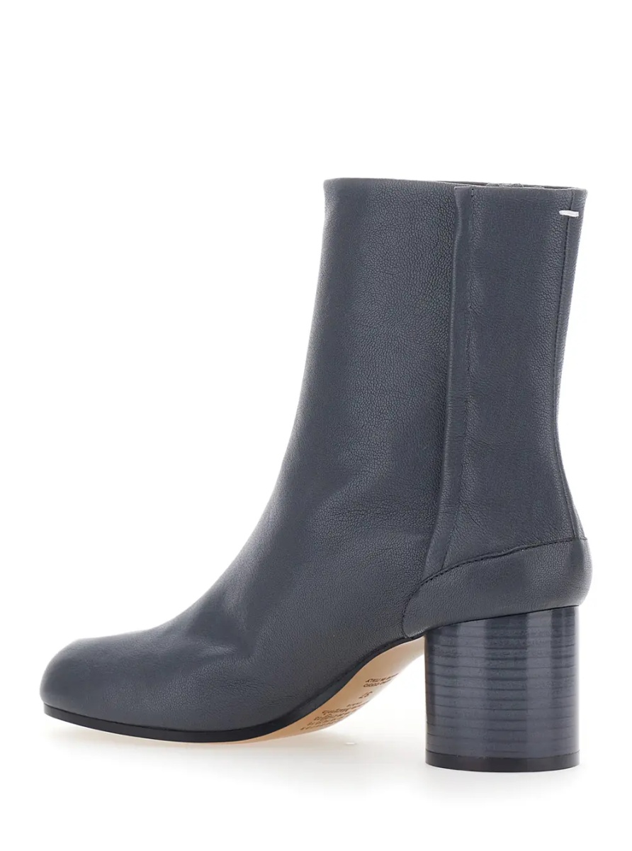 Botine Grey Ankle Boots with Tabi Toe and High Block Heel in Leather for Women - Img 3