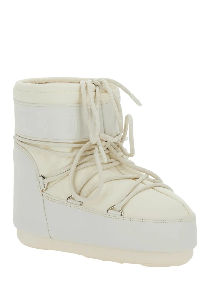 Botine Moon Boot albe din material textil - Img 2