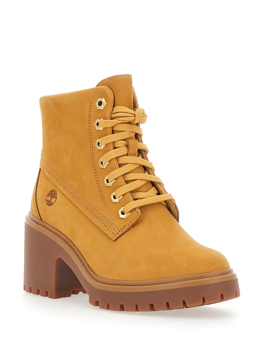 Botine 'Stone Heights' Yellow Ankle Boots with laces on the front and square heel in leather for women - Img 2
