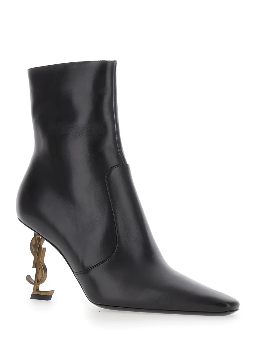 Botine 'VICKY' brown Boots with pointed design and heel with logo in leather for women - Img 2