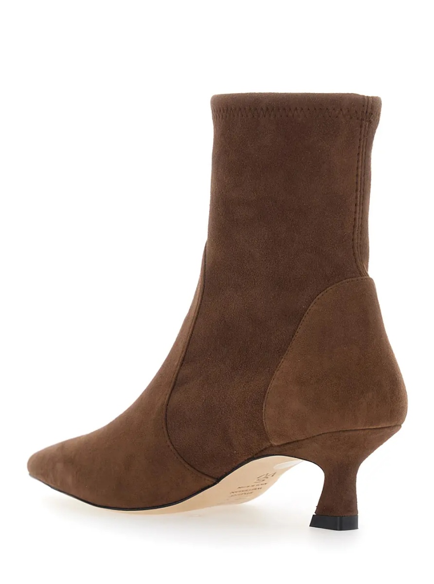 Botine 'Vinnie' Brown Pointed Ankle Boots with Medium Heel in Suede for Women - Img 3