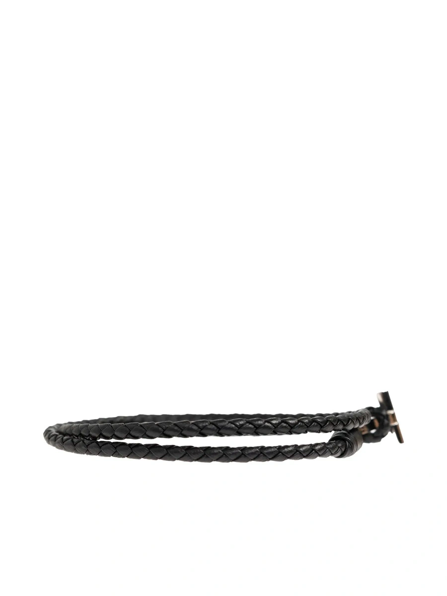 Bratari Black String Bracelet with Woven Design and Metal Plate Closure in Leather for Men - Img 6