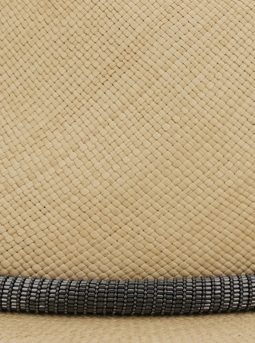 Caciula Beige Bucket hat with wide brim and ribbon detail in Raffia for Women - Img 3