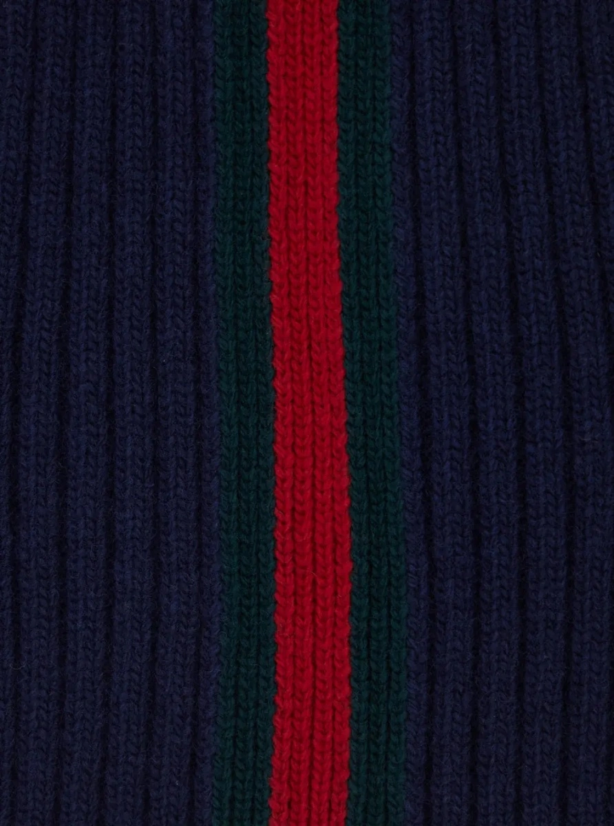 Caciula Blue Beanie with Web Ribbon in Wool for Boy - Img 3