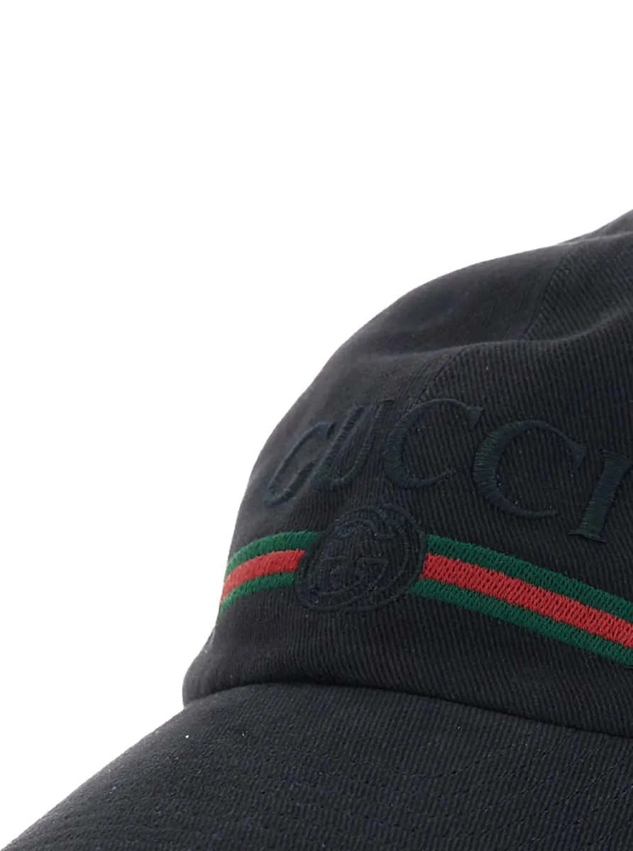 Caciula Gucci neagra din bumbac 'GUCCI Fake' - Img 3