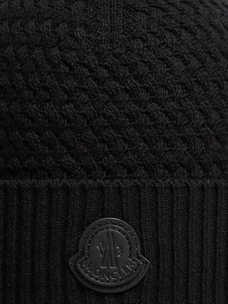 Caciula Moncler neagra din lana si casmir - Img 2