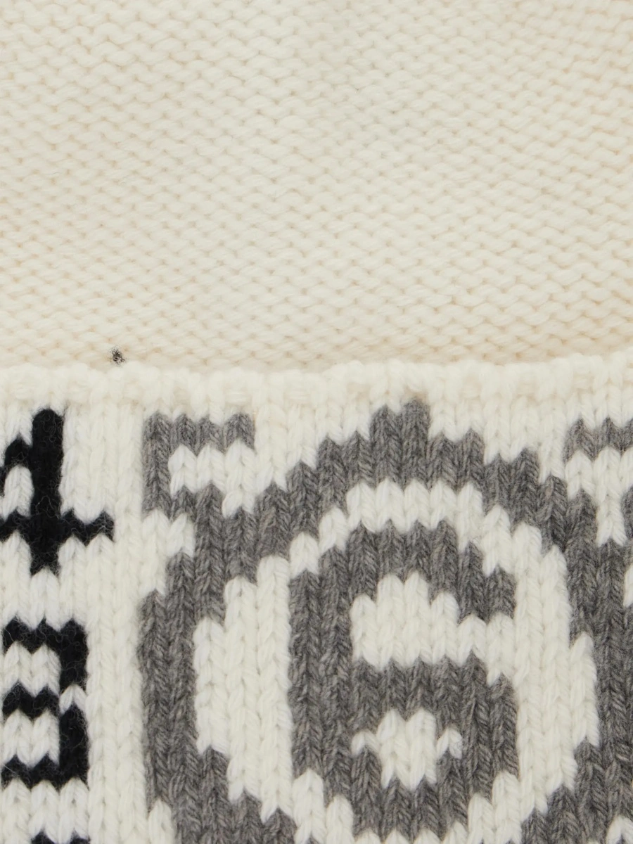 Caciula White beanie with numeric logo embroidery on the front in wool blend for boy - Img 5