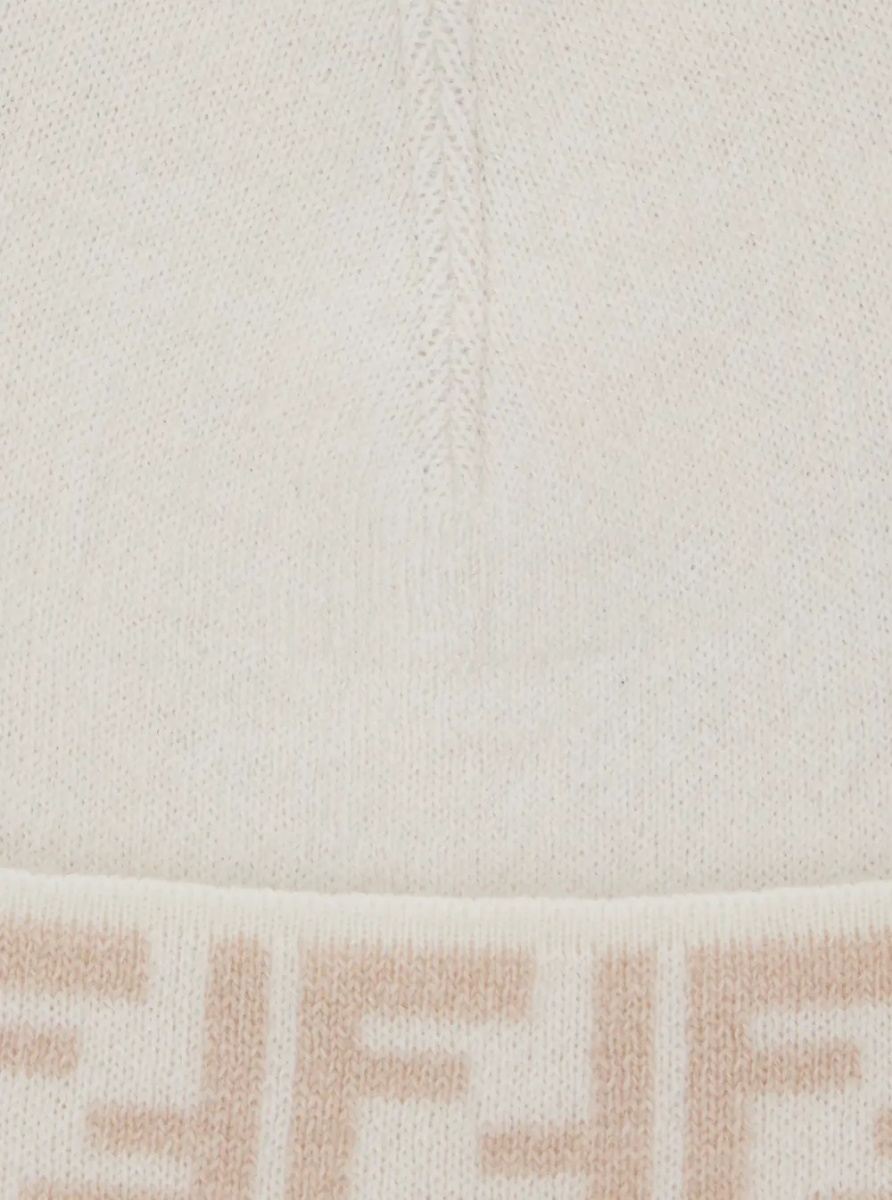 Caciula White Reversible Beanie with FF Edge in Wool Blend for Boy - Img 3