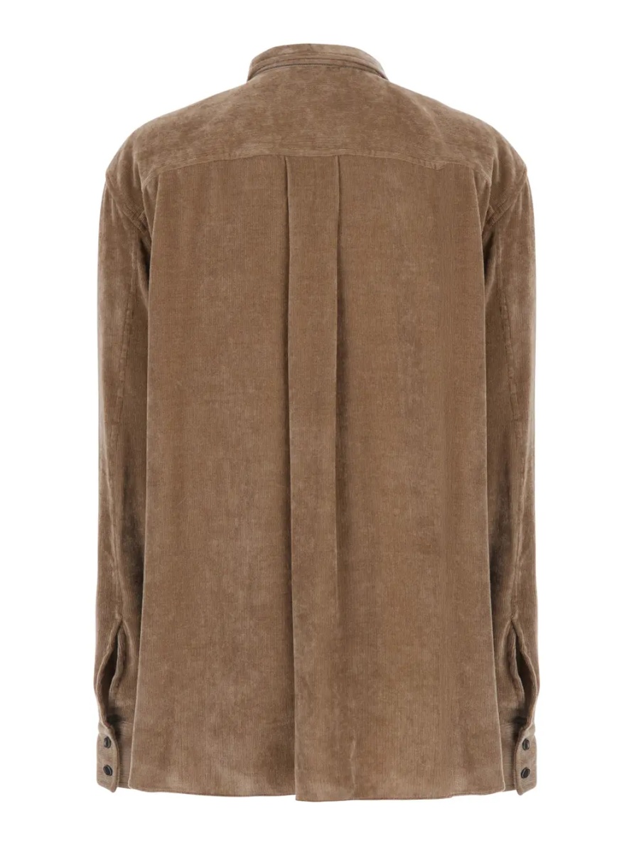 Camasa Beige shirt with classic collar in corduroy for women - Img 2