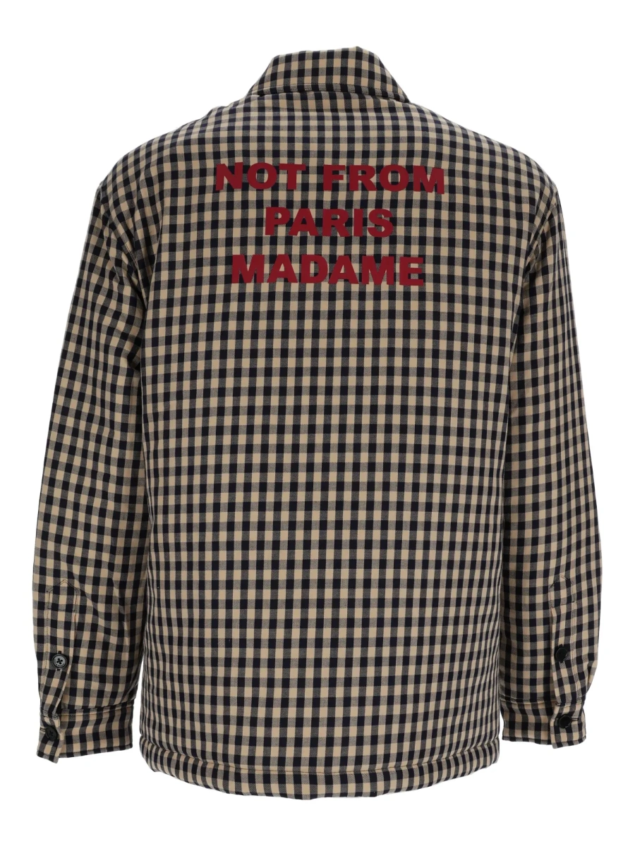 Camasa casual BEIGE Check Overshirt With Slogan - Img 4