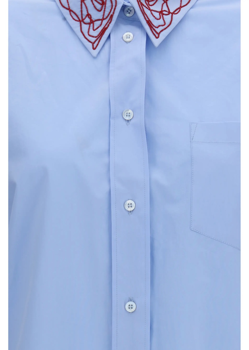 Camasa casual Boyfriend poplin Shirt with embellished collar - Img 3