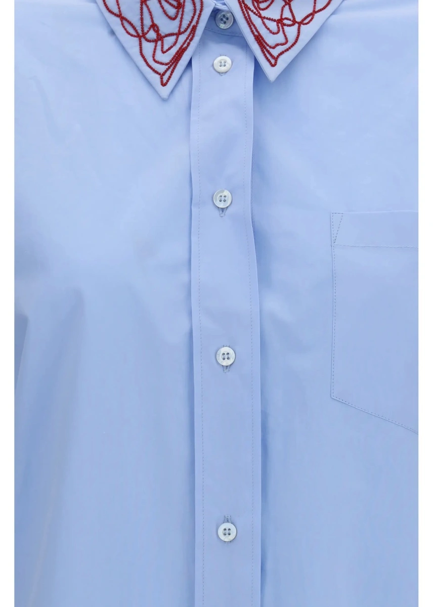 Camasa casual Boyfriend poplin Shirt with embellished collar - Img 3