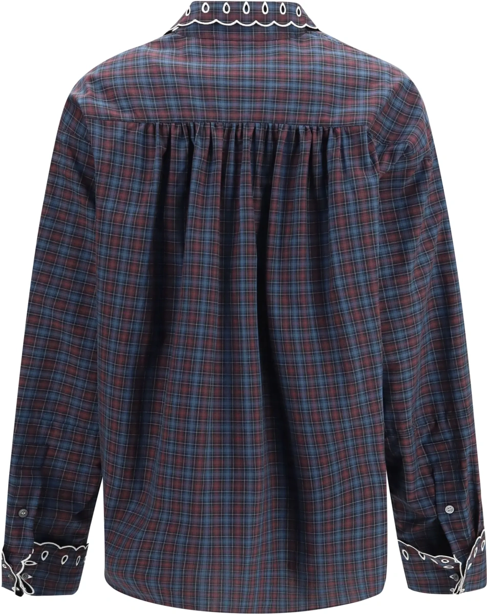 Camasa casual Checked cotton Shirt with embroidered details - Img 2