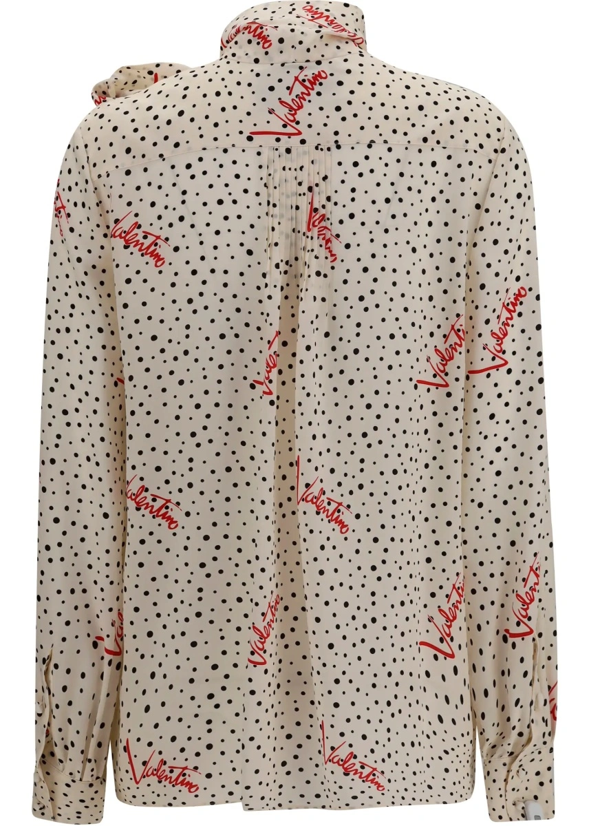 Camasa casual Crepe de chine bow-neck Shirt - Img 2
