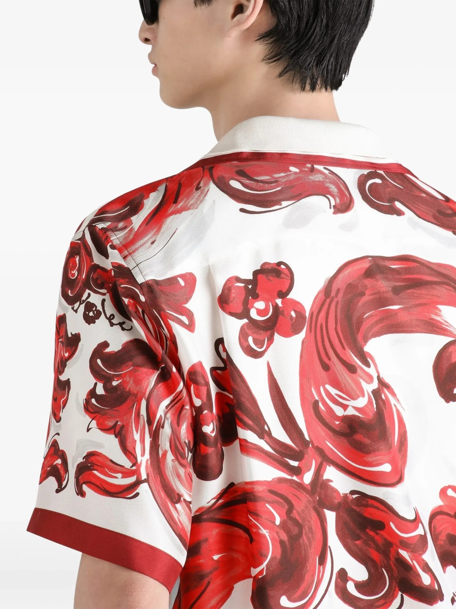 Camasa casual Maiolica print Hawaii Shirt in silk twill - Img 7